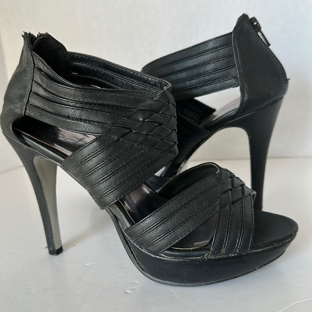 Black LeatherHigh Heels Sandals